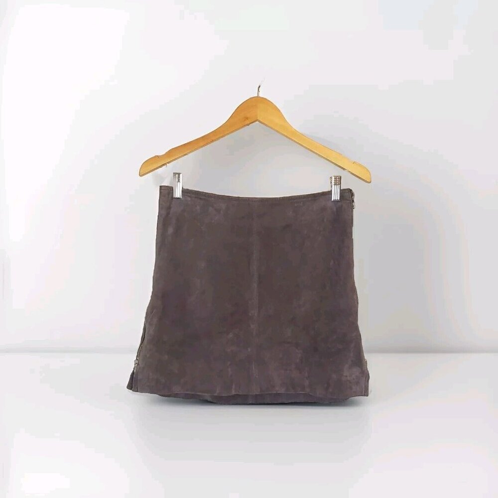 BlankNYC Suede Leather Skirt Women's Size 27 Shadow Grey Side Zip Biker Citycore
